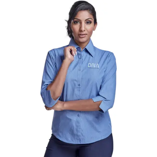 Ladies 3-4 Sleeve Micro Check Shirt Model